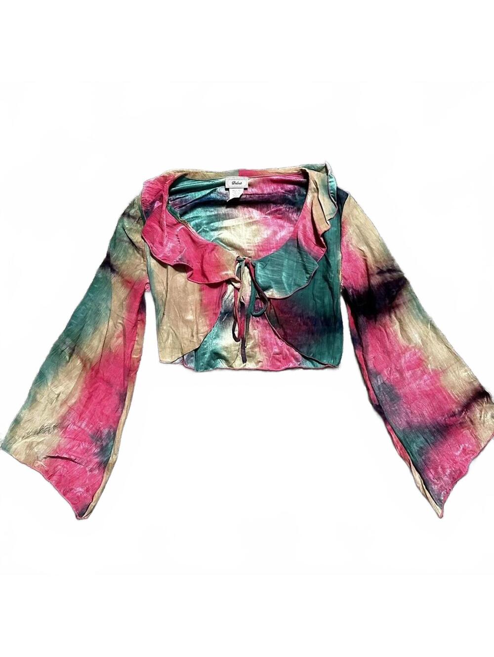 Vintage Debut Fairy Mermaid Bell Sleeve Cropped Tie Bolero Size S